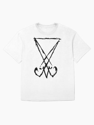 Sigil of Lucifer Black Satanic Sigil Key of Hell Pagan Gothic Occult Design Oversized T-Shirt