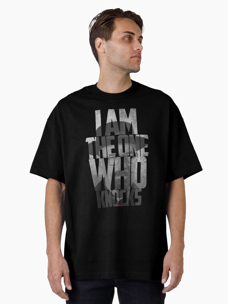 Black and White Heisenberg Typography Art Transparent Background Oversized T-Shirt