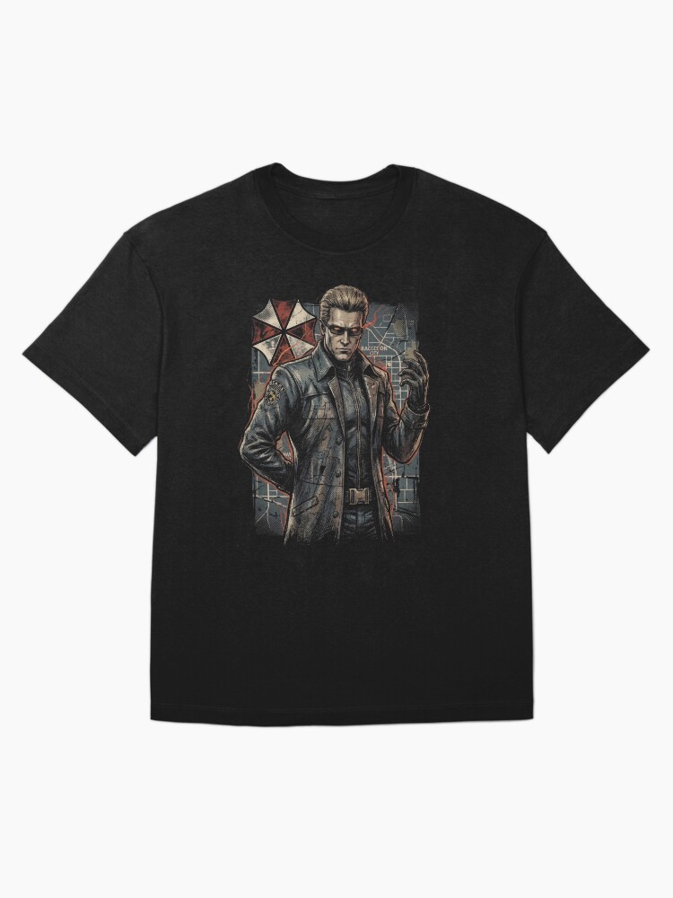 Wesker RE Black Leather Coat Red Eyes Betrayal Portrait Oversized T-Shirt