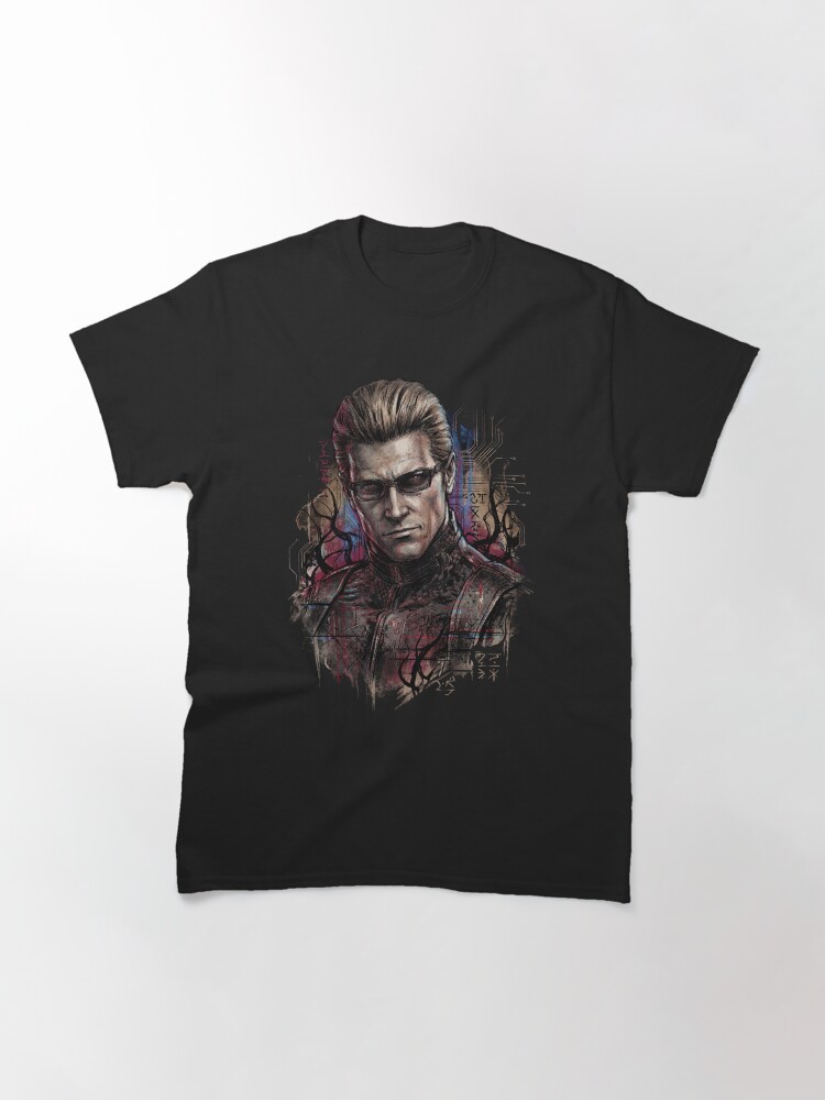 RE Wesker Black Trenchcoat Red Glow Eyes Horror Portrait Classic T-Shirt