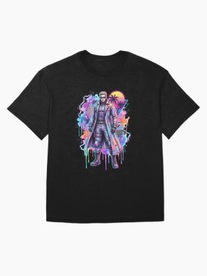 Vaporwave Resident Evil Albert Wesker Sunglasses Red Eyes Superhuman Design Oversized T-Shirt