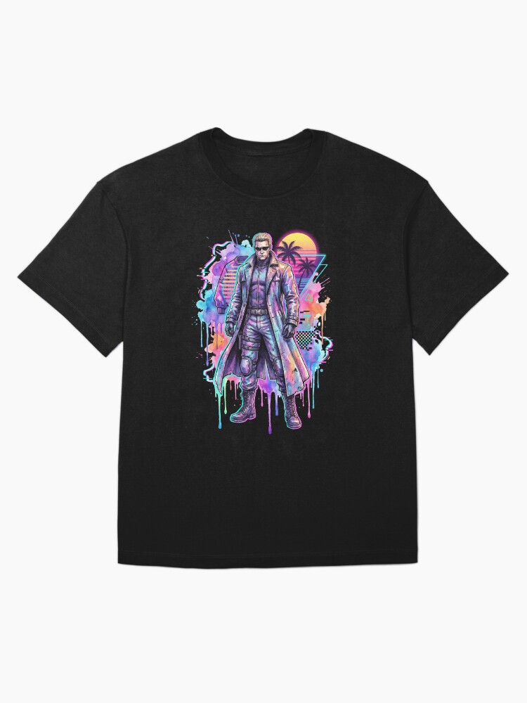 Vaporwave Resident Evil Albert Wesker Sunglasses Red Eyes Superhuman Design Oversized T-Shirt