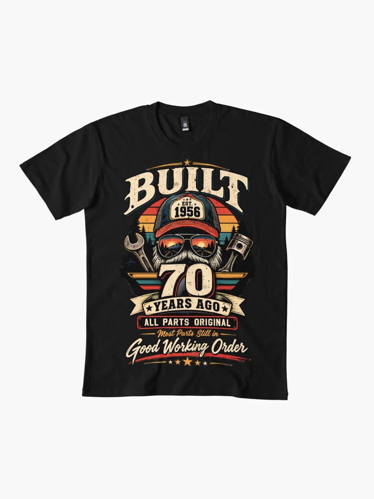 Built 70 Years Ago Vintage 70th Birthday Gift Funny Retro Mechanic Design Premium T-Shirt