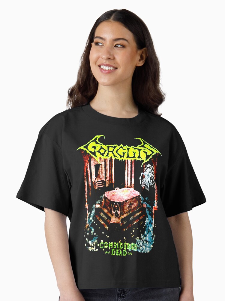 Green Yellow Typography Death Metal Silhouette Boxy T-Shirt
