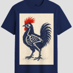 Vintage Skeleton Rooster Graphic T-Shirt