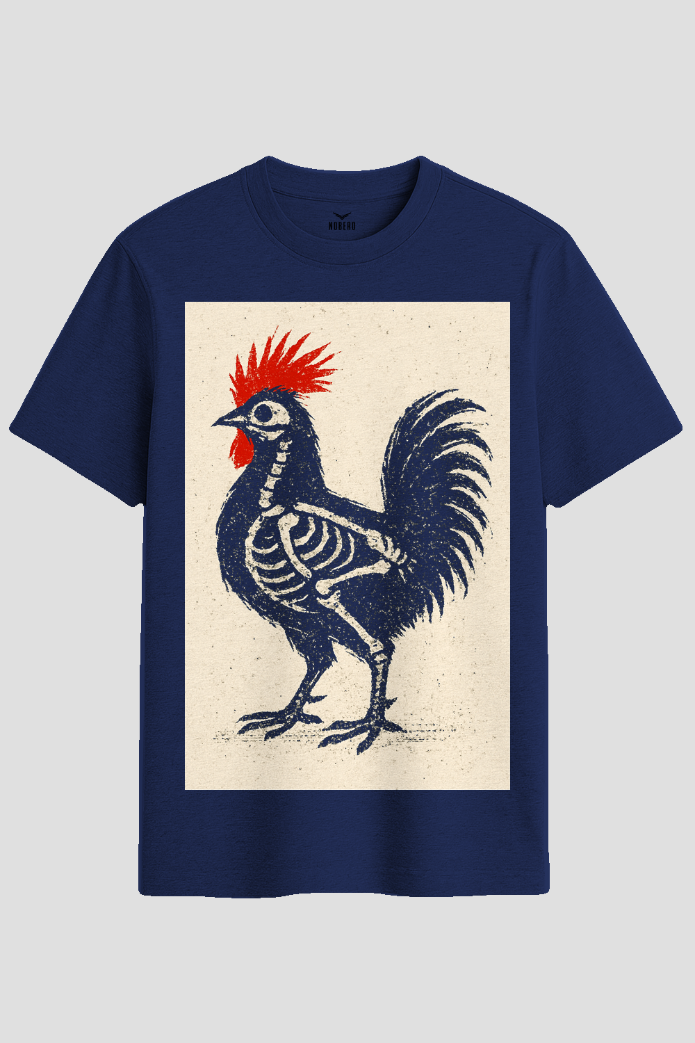 Vintage Skeleton Rooster Graphic T-Shirt