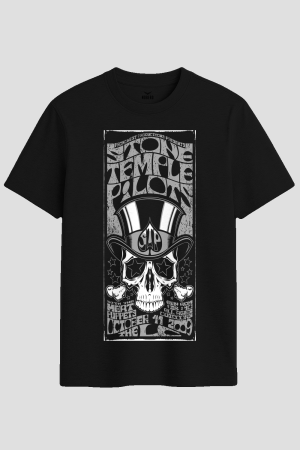 Vintage Rock Skull Concert Poster Graphic T-Shirt