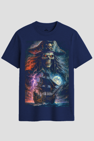 Phantom Pirate Captain and Ghost Ship Graphic T-Shirt