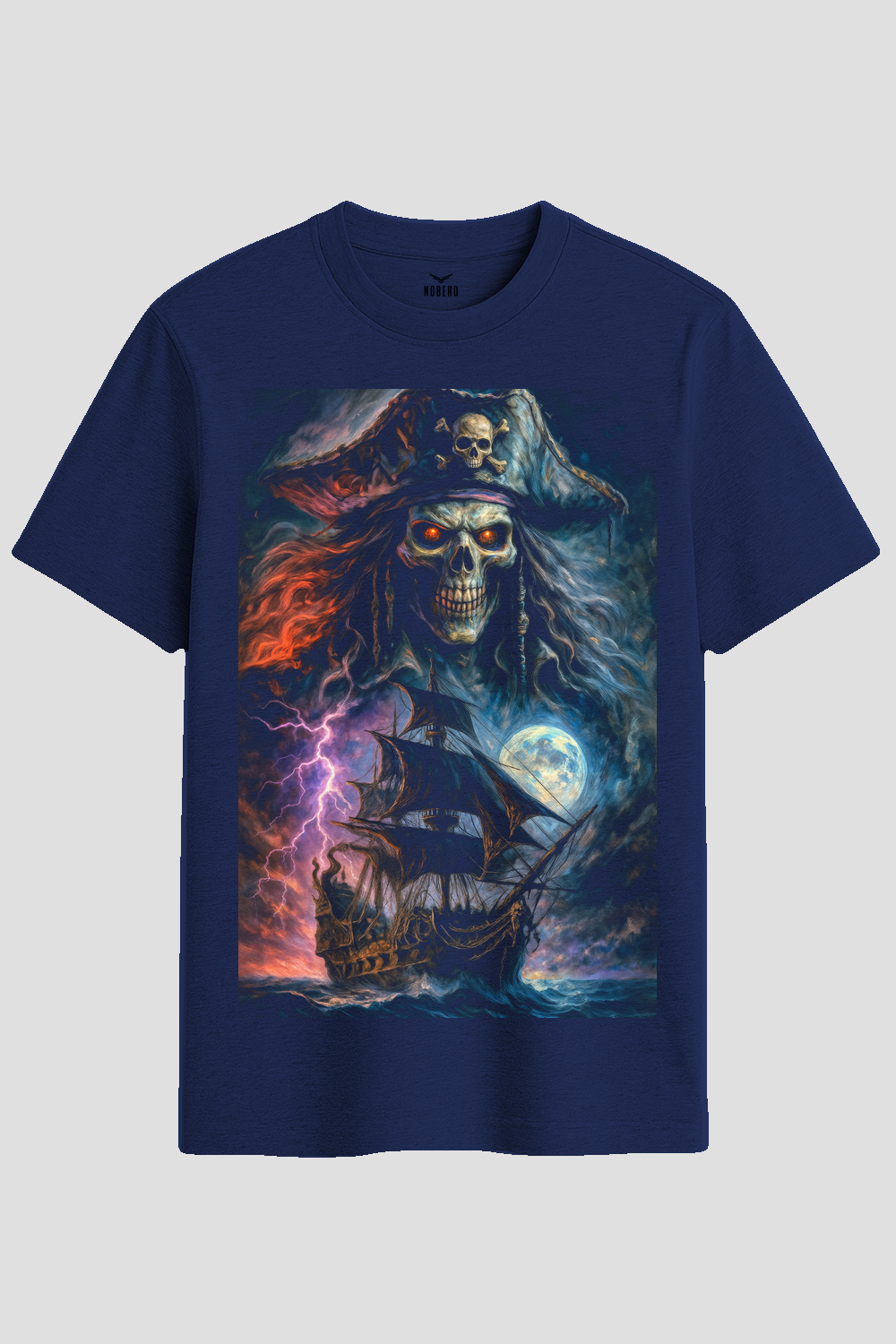 Phantom Pirate Captain and Ghost Ship Graphic T-Shirt