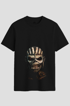Dark Heavy Metal Shaman Skull Graphic T-Shirt