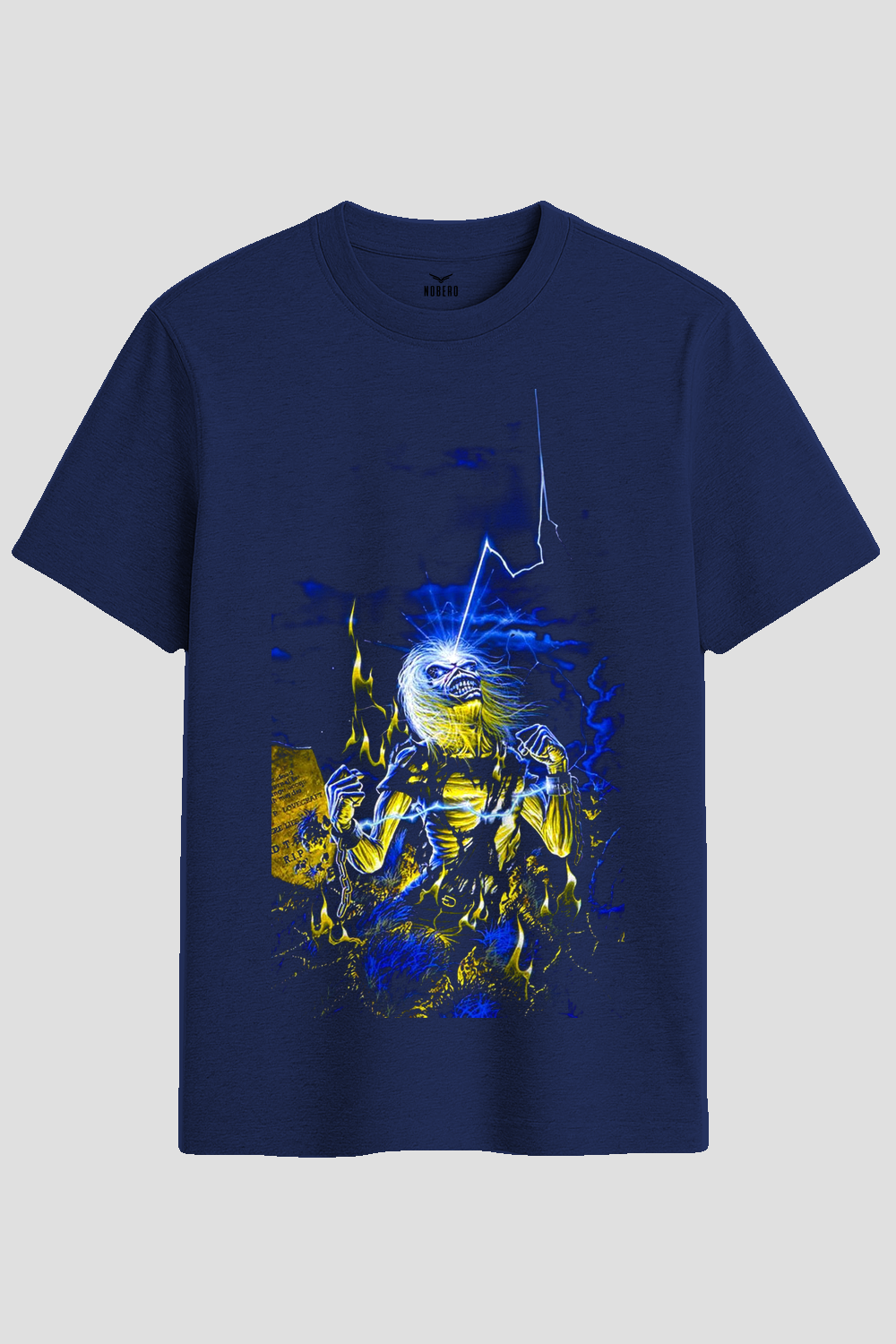 Heavy Metal Lightning Zombie Graphic T-Shirt