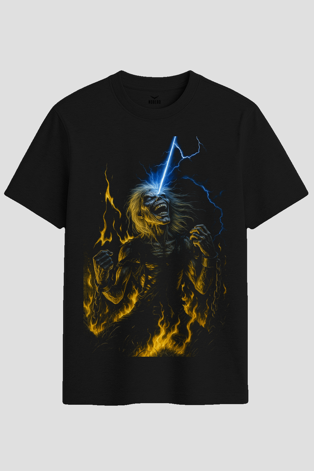 Heavy Metal Lightning Zombie Graphic T-Shirt