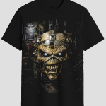 Heavy Metal Cyber Skull Graphic T-Shirt