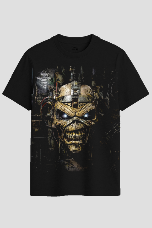 Heavy Metal Cyber Skull Graphic T-Shirt