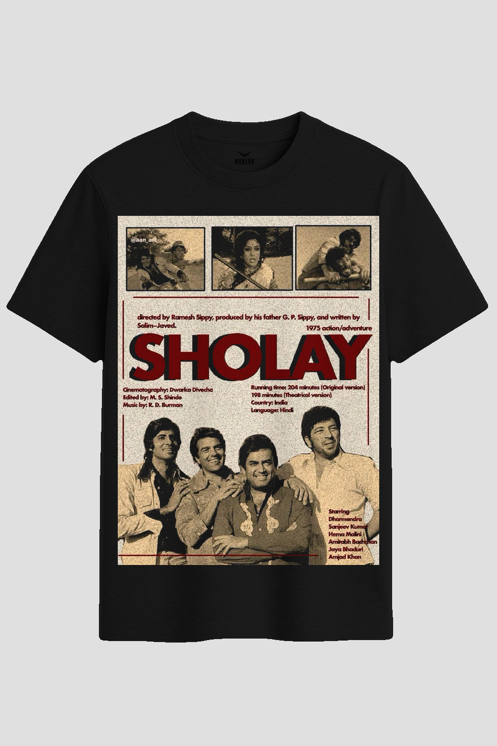 Vintage Sholay Bollywood Retro Graphic T-Shirt