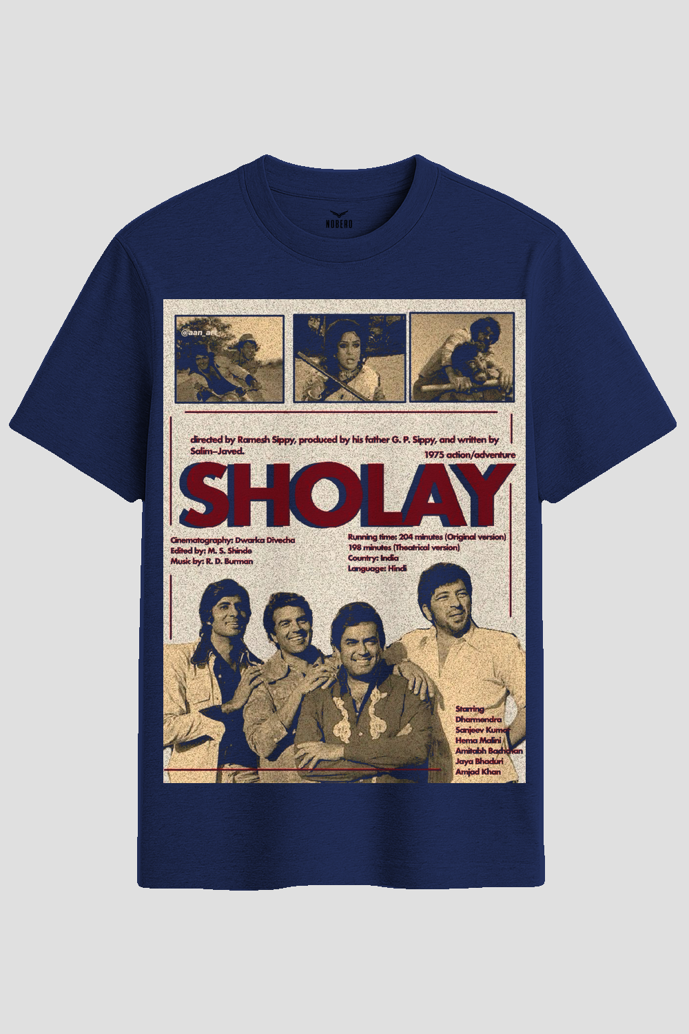 Vintage Sholay 1975 Classic Bollywood Graphic T-Shirt