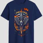 Metallica Flaming Winged Skull Graphic T-Shirt