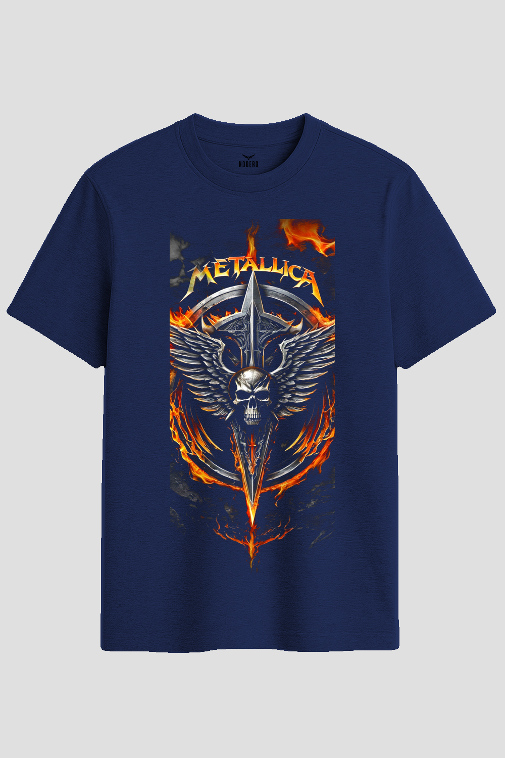 Metallica Flaming Winged Skull Graphic T-Shirt
