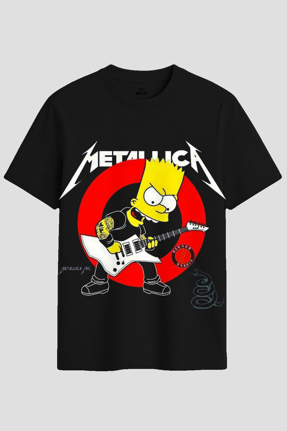 Heavy Metal Rock Cartoon Guitar Graphic T-Shirt