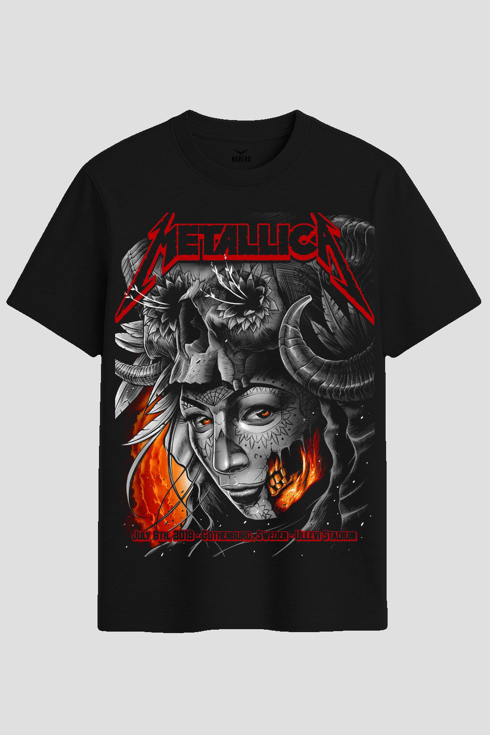 Metallica Heavy Metal Gothic Skull Graphic T-Shirt
