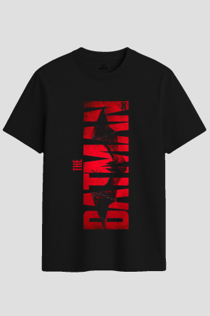 The Batman Red Grunge Typography Graphic T-Shirt