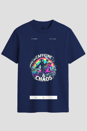 Caffeine and Chaos Grim Reaper Unicorn Graphic T-Shirt