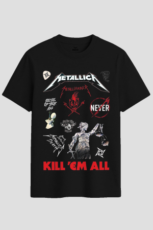 Thrash Metal Band Icons Collage Graphic T-Shirt