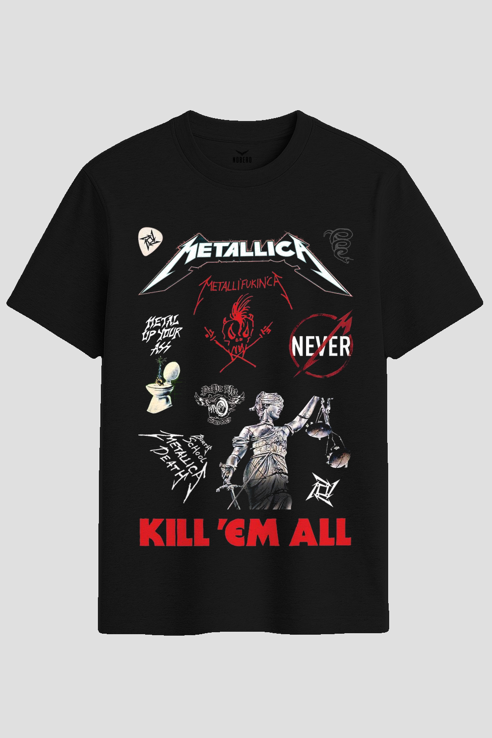 Thrash Metal Band Icons Collage Graphic T-Shirt