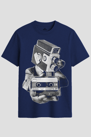 Retro Camera Head Cassette Graphic T-Shirt