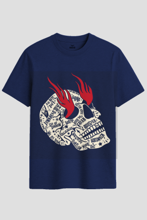 Grunge Rock Typography Skull Graphic T-Shirt