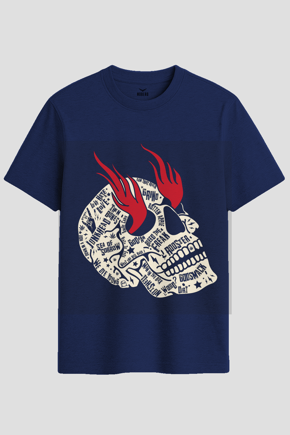 Grunge Rock Typography Skull Graphic T-Shirt