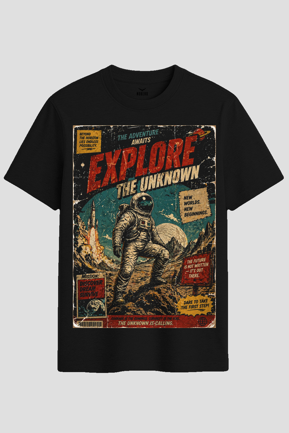 Retro Astronaut Explore The Unknown Graphic T-Shirt