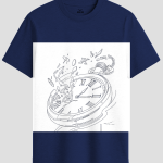 Shattered Pocket Watch Line Art Graphic T-Shirt