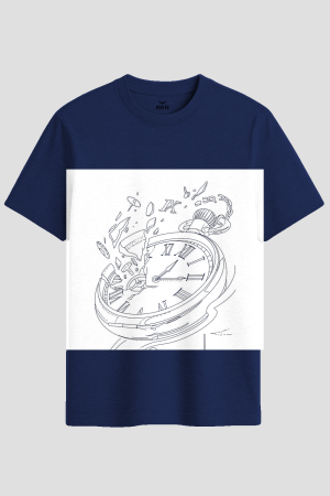 Shattered Pocket Watch Line Art Graphic T-Shirt