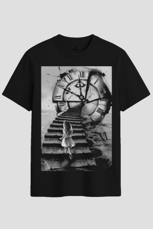 Surreal Stairway to Time Graphic T-Shirt