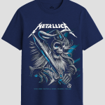 Metallica Viking Warrior Skull Rock Graphic T-Shirt