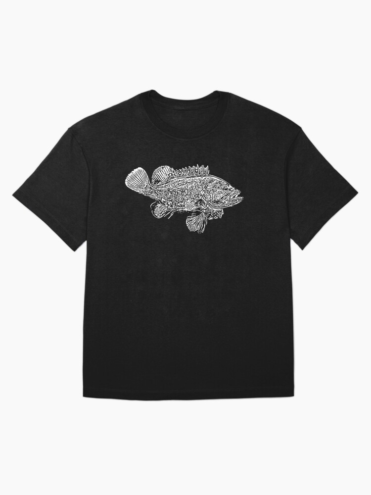 Snowy Grouper White Print Oversized T-Shirt