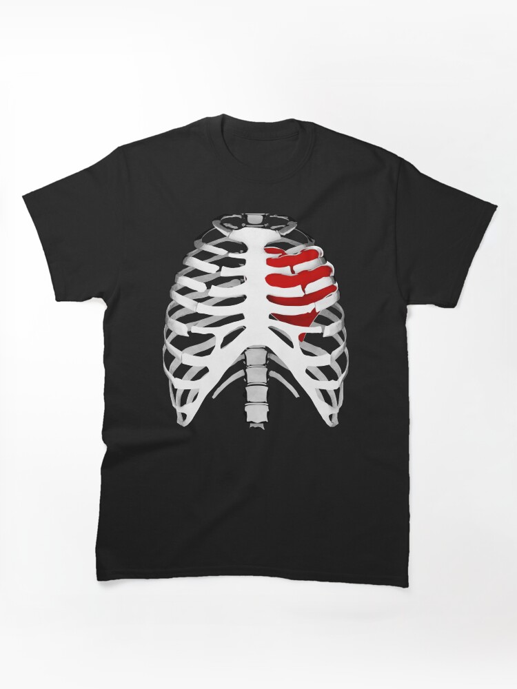 Comic Style cross-hatched Heart in Rib Cage Classic T-Shirt