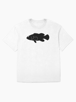 Goliath Grouper Fish Silhouette (Black) Oversized T-Shirt