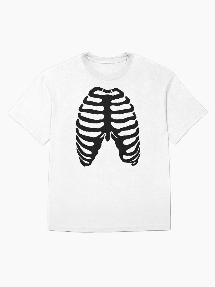 Black Human Skeleton Ribs (for white Background) Oversized T-Shirt
