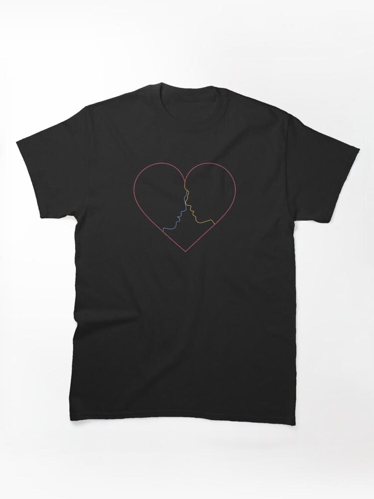 Hollanov Heart Line Art (pink, yellow, and blue on black background) Classic T-Shirt