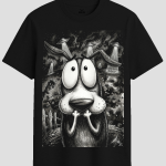 Alien Invasion Scared Dog Graphic T-Shirt