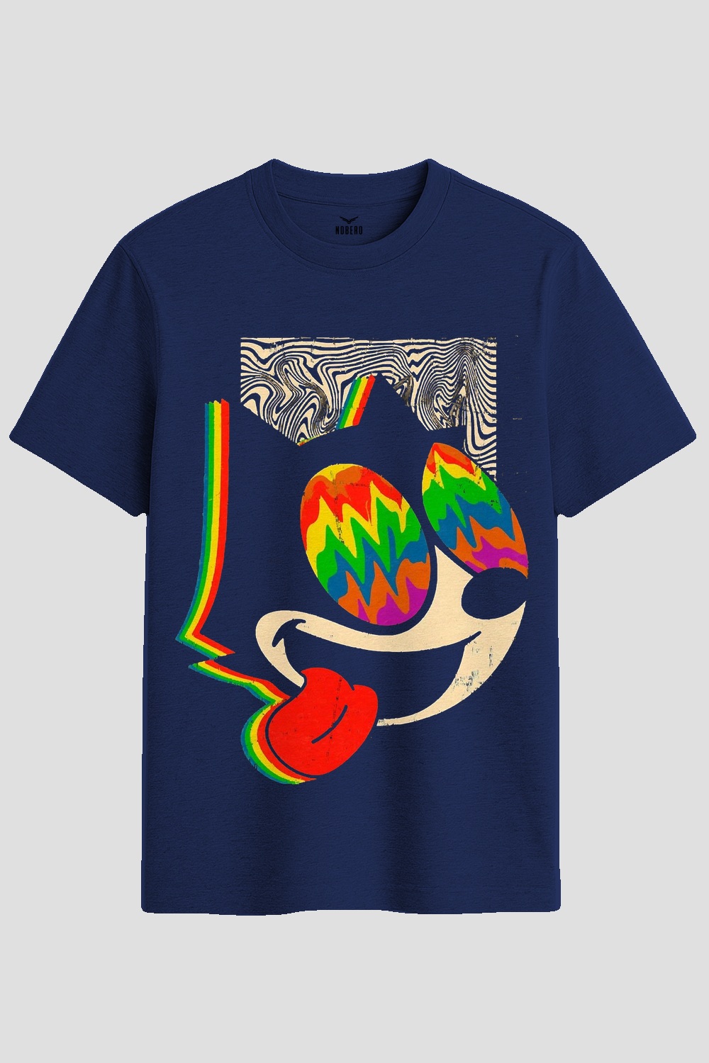 Trippy Retro Cartoon Cat Graphic T-Shirt