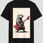 Rockstar Capybara Electric Guitar Graphic T-Shirt