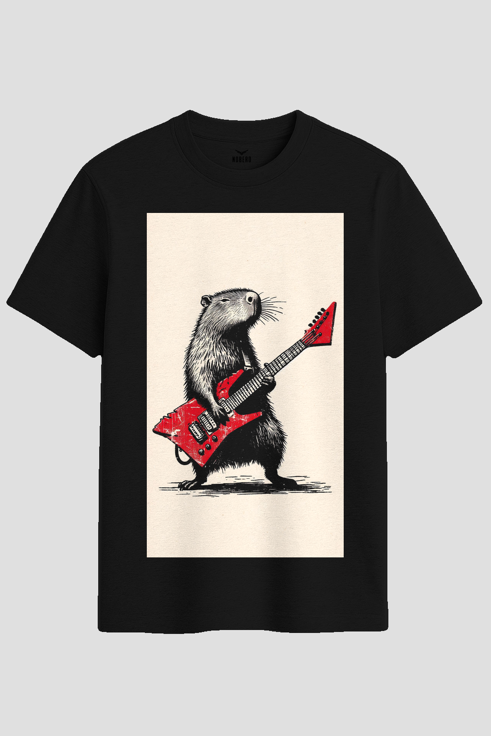 Rockstar Capybara Electric Guitar Graphic T-Shirt