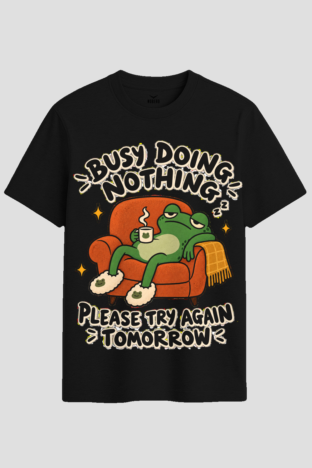 Busy Doing Nothing Lazy Frog Graphic T-Shirt