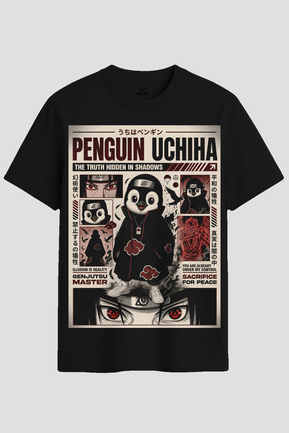 Penguin Uchiha Anime Parody Graphic T-Shirt
