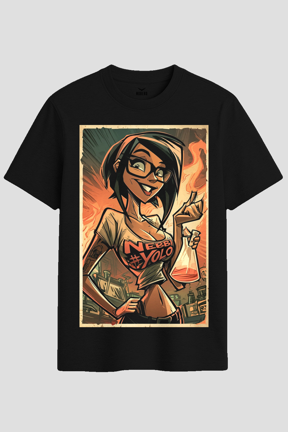 Retro Comic Mad Scientist Girl Graphic T-Shirt