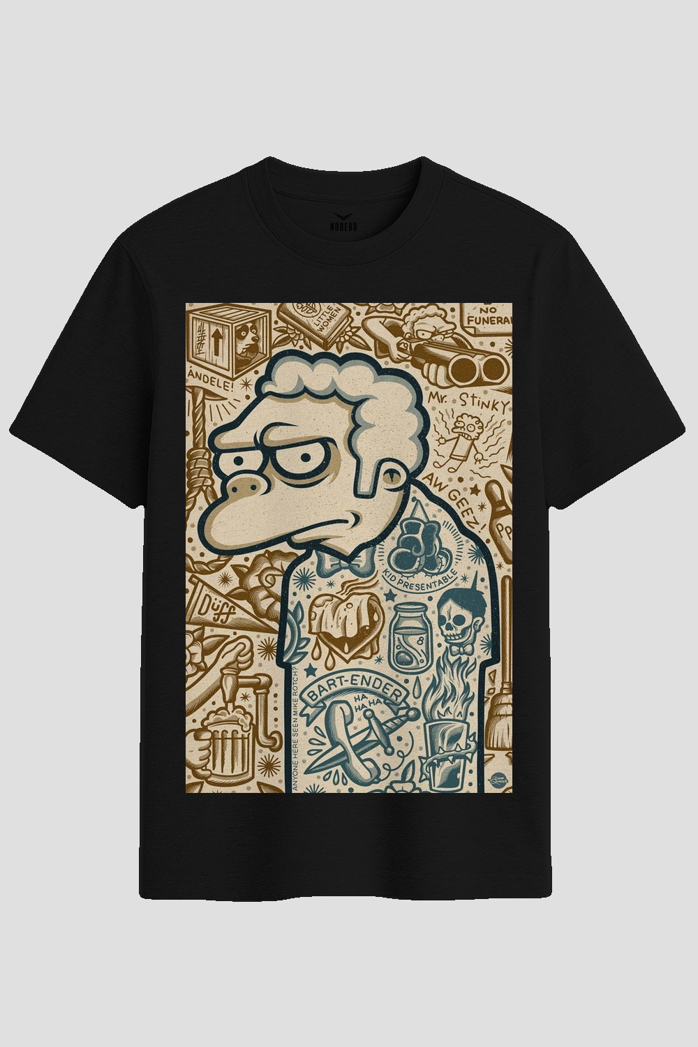 Grumpy Bartender Vintage Flash Tattoo Graphic T-Shirt