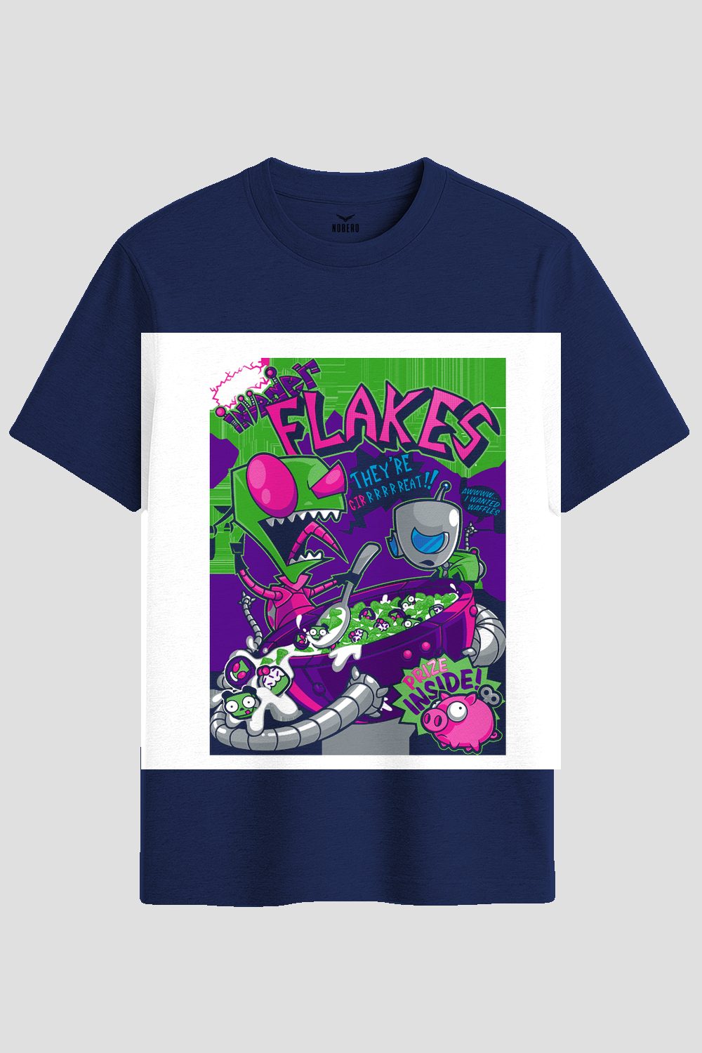 Invader Flakes Cereal Parody Graphic T-Shirt